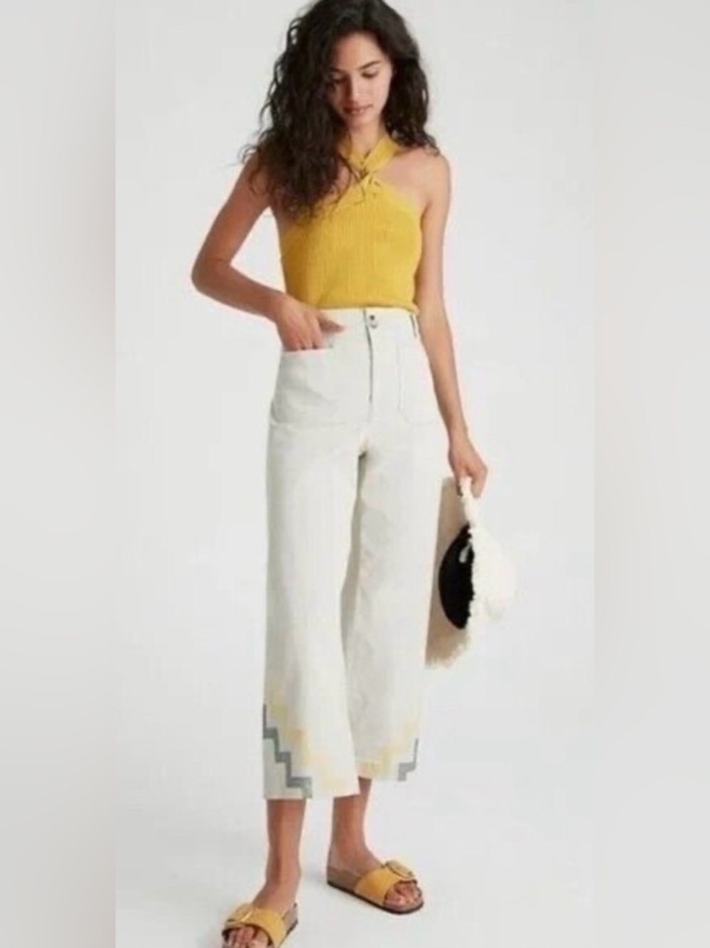 Anthropologie Maeve Hallee Embroiderd Cotton Pant